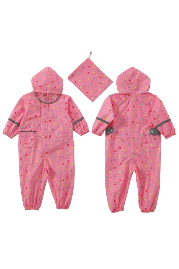 Toddler Rain Suit,Children's Raincoat Fashion Cute Three Raincoat with Visor Reflective Baby Poncho Unisex Baby Rain Coat Coverall(Pink,5-7 Years)