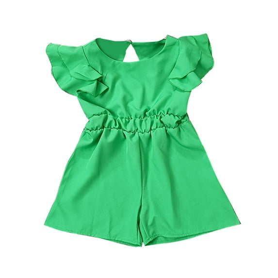 Otqutp Toddler Romper Toddler Girls Ruffled Sleeve 1 Piece Rompers Cotton Sleeveless Kid Casual Summer Clothing 1 to 7 Years