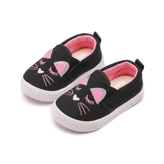 Otqutp Toddler Round Toe Shoes Fall Spring Summer Baby Fashion Sports Casual Shoes Canvas Shoes Casual Non Slip Shoes for 1 To 5 Years(Black,3.5-4Years)