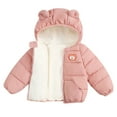 thumbnail image 1 of Otqutp Toddler Sherpa Fleece Lined Down Coats Kids Cute Bear Ear Puffer Jackets Boys Girls Winter Thick Warm Hooded Outerwear, 1 of 6