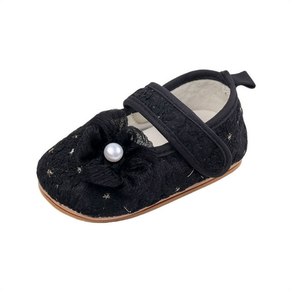 Otqutp Toddler Shoes Baby Girls Single Shoes Comfortable Breathable Walking Shoes Lightweight Strap Non-Slip Sole Casual Shoes 0-12 Months(Black,0-3 Months)