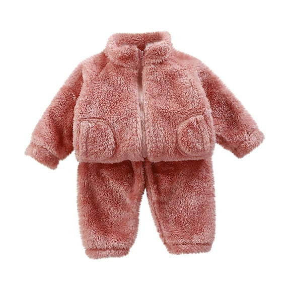 Otqutp Toddler Sleepwear Set Kids Baby Girls Boys Winter Warm Hooded Bear Ear Sweatshirt Tops and Pants with Pocket 2Pcs Fall Tracksuit Outfits Pajamas (Red-2,12-18 Months)
