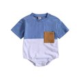 thumbnail image 1 of Otqutp Toddler Sport Clothing Boys Girls Short Sleeve Patchwork Colour Romper Bodysuits With Pockets 0 to 24 Months, 1 of 6
