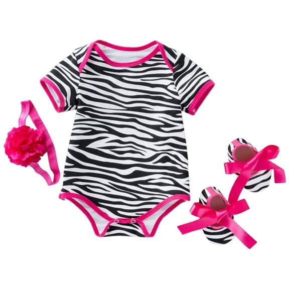 Otqutp Toddler Sport Outfits Baby Girls Rompers Striped Print Hoodie + Headband + Shoes Outside Bodysuit Jumpsuit Summer Clothes