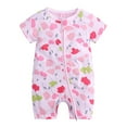 thumbnail image 1 of Otqutp Toddler Spring Bodysuits Baby Boys and Girls Short Sleeve Cute Print Romper 2 Way Zipper Jumpsuit Home Clothes Spring Clothing(3-Pink,12-18 Months, 1 of 2