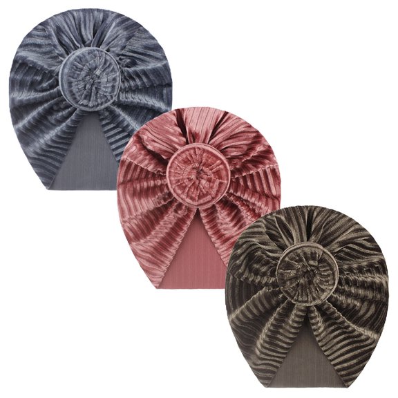 Otqutp Toddler Spring Cap Kids Baby Girls Solid Turban Knotted Hat Beanie Headwear Accessories 3PC for 0 to 3 years