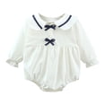 thumbnail image 1 of Otqutp Toddler Spring Romper Baby Girls Jumpsuit Spring/Autumn Long Sleeve Lapel Bow Cartoon Rabbit Romper Party Birthday Photo, 1 of 7