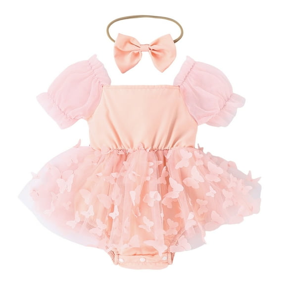 Otqutp Toddler Bodysuit Boys Girls Casual Short Sleeve Butterfly Tube Dress Romper Jumpsuit Bodysuits 0 to 24 Months Clothes