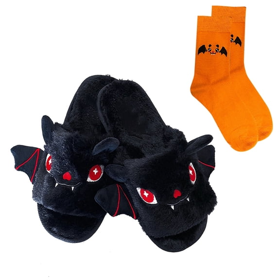 Otqutp Toddler Spring Summer Shoes Kid Boys Girls Slippers Cute Cartoon Bat Plush Slippers 𝐇𝐚𝐥𝐥𝐨𝐰𝐞𝐞𝐧 Party Indoor and Outdoor Shoes