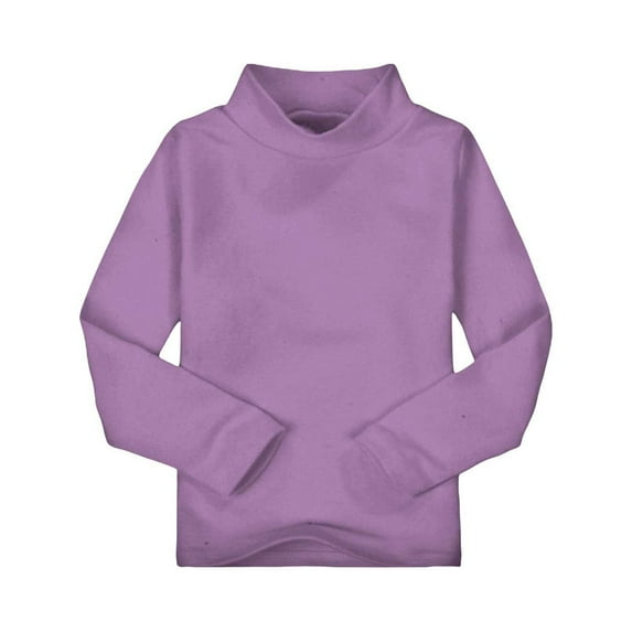 Otqutp Toddler Turtleneck Baby Boy Girl Solid Color Long Sleeve Shirt Stand Neck Shirt Turtleneck Blouse Fall Winter Clothes for 1 To 8 Years(Z#Purple,18-24 Months)