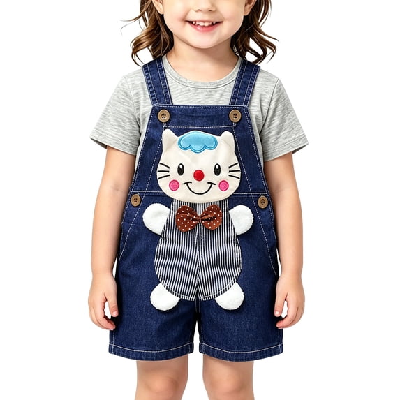 Otqutp Toddler Unisex Jean Bib Overalls Kids Denim Short Overalls 3D ...