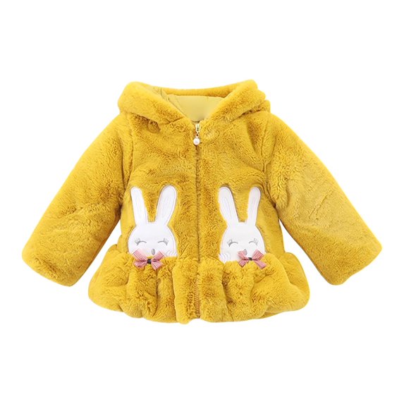 Otqutp 0-24 Months Baby Long Sleeve Outwear Toddler Girls Boys Winter Fashion Windproof Coat Cute Hooded Warm Outwear Jacket(Yellow,3-6 Months)