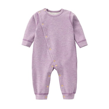 Otqutp Toddler Warm Winter Bodysuit Baby Girls Boys Warm Soft Romper Long Sleeve Jumpsuit 0-24 Months Baby Solid Color Rompers Winter Outfits(Purple,3-6 Months)