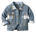 thumbnail image 1 of Otqutp Toddler Warm Winter Coat Boys Spring Fall Unisex Patchwork Plaid Lapel Denim Long Sleeve Top Cardigan Jacket Kids Lightweight Coat(Blue,3-4 Years), 1 of 7