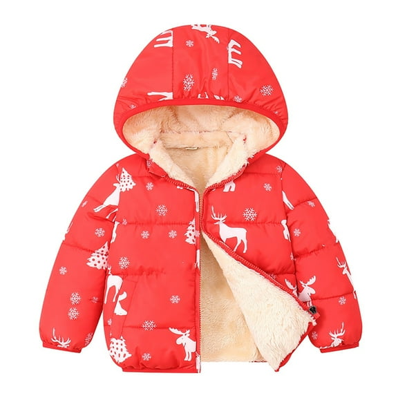 Otqutp Kids Down Jackets Children's Down Padded Winter Jacket Plus Padded Boys and Girls Baby Thick Coat Children's Padded Jacket(Red,18-24 Months)