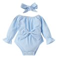 thumbnail image 1 of Otqutp Toddler Wedding Playsuit Baby Girls Romper Long Sleeved Bow Solid Color Harness Outside Bodysuit Romper Jumpsuit Clothes, 1 of 7