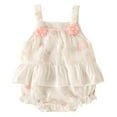 thumbnail image 1 of Otqutp Toddler Wedding Short Jumpsuit Cute Baby Girl Romper Floral Sleevelessl Outside Bodysuit Romper Dress 0 to 18 Months, 1 of 6
