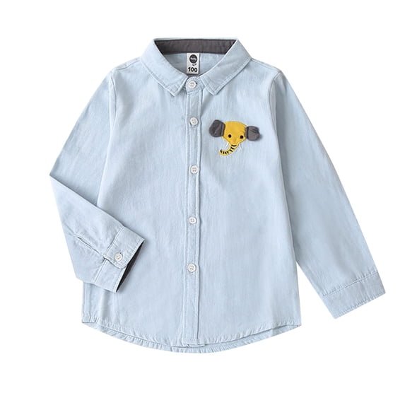 Otqutp Toddler Wedding Tops Kids Toddler Baby Boys Girls Shirt Long Sleeve Cartoon Lapel Button Down Shirt Outwear Tops with Pockets