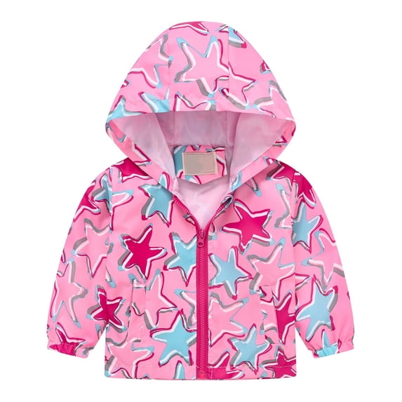 Otqutp Toddler Windproof Hooded Jackets Zipper Fall Waterproof Long Sleeve Coats Baby Boys Girls Lightweight Outwear
