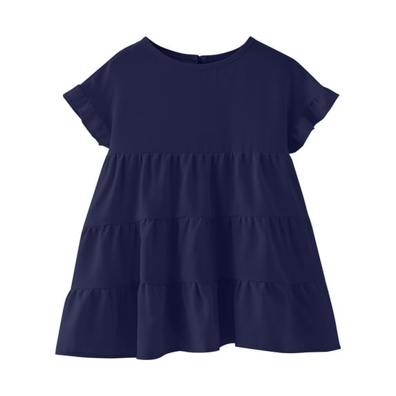 Otqutp Toddler Winter Tops Cute Girls T Shirts Ruffle Short Sleeve Round Neck Loose Blouse Summer Solid Color Casual Girl Tee Breathable Tops