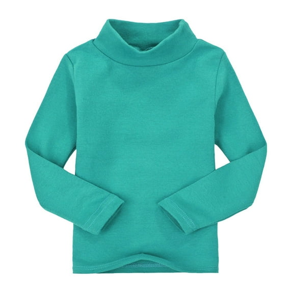 Otqutp Toddlers Baby Boys Girls Basic Solid Color Turtleneck T-Shirt Tops Cotton Turtleneck Long Sleeve Clothes for 2 To 7 Years(Green,5-6 Years)