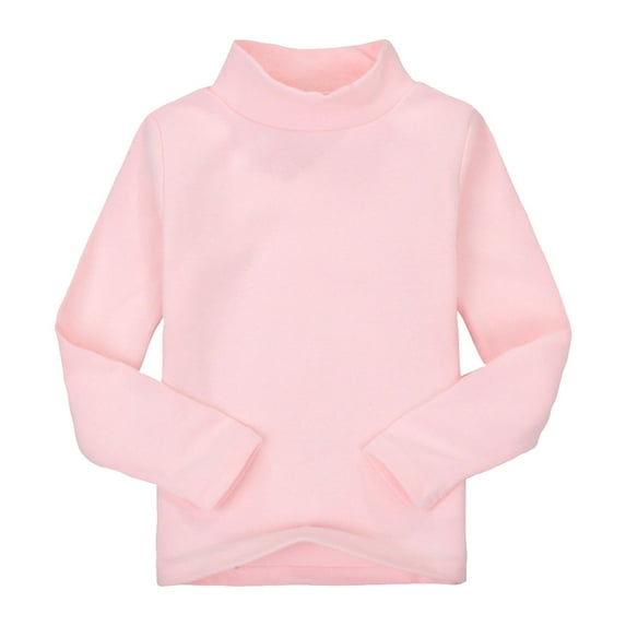 Otqutp Toddlers Baby Boys Girls Basic Solid Color Turtleneck T-Shirt Tops Cotton Turtleneck Long Sleeve Clothes for 2 To 7 Years(Pink,2-3 Years)