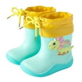 thumbnail image 1 of Otqutp Toddlers Children Cartoon Character Rain Shoes with Warm Bundle Muzzle Durable Water Boots for Kids Boys Girls, 1 of 3