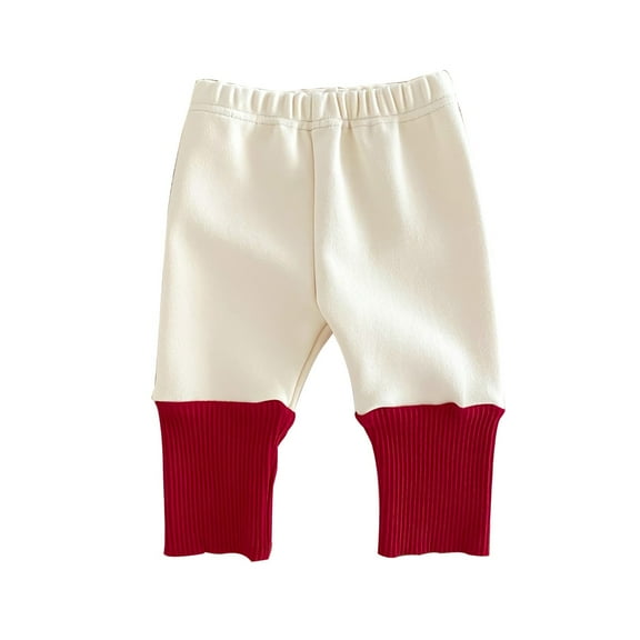 Otqutp Trousers for Baby Birthday Boys and Girls Baby Autumn and Winter New Christmas Color Blocking Pants for 0-24 Months(Red,18-24 Months)