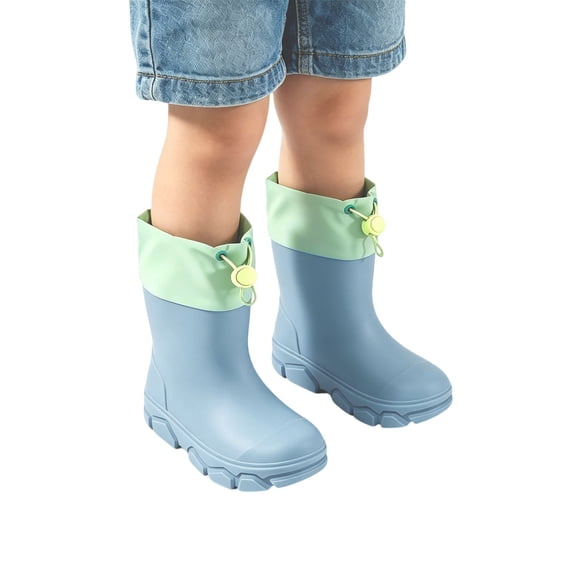 Otqutp Two Tone Kids Rain Boots Lightweight Rubber Rain Shoes Toddler Boys Girls Non Slip Mid Calf Shoes for Outdoor Gardening Rainy