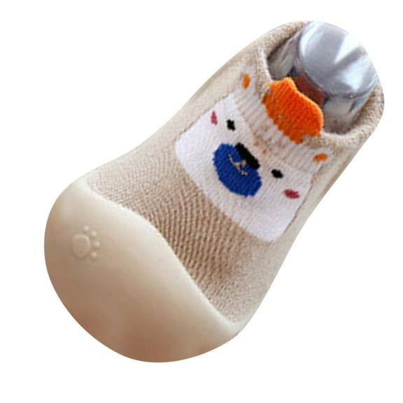 Otqutp Unisex Baby Nonslip Slippers Children Toddler Girls Boys Cute Slipper Socks Shoes Prewalker Autumn Winter Warm Anti-slip House Slippers (Gold,3-6 Months)