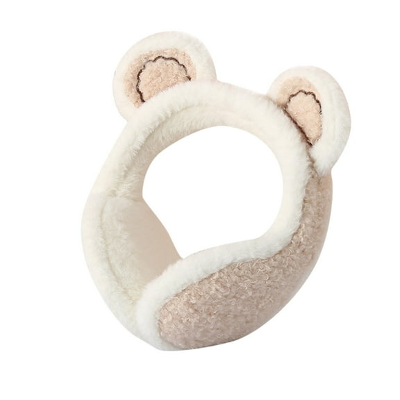 Otqutp Unisex Birthday Ear Cover Winter Warming Earmuffs Universal Earmuffs Cute Folding Hair Band Ear Warming Thickened Plush Earmuffs(Beige,One Size)