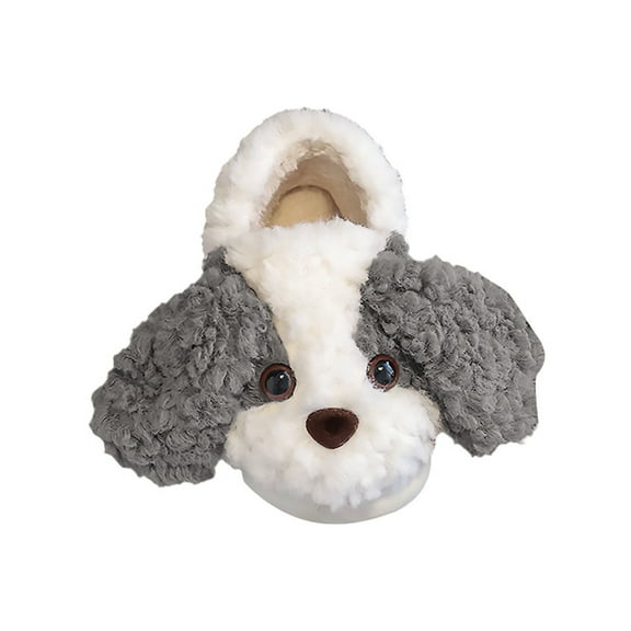 Otqutp Unisex Children Round Toe Shoes Cute Small Dog Pattern Autumn and Winter Indoor Non Slip Warm Slippers Home Toddler Little/big Kids(Clear,5-5.5 Years)