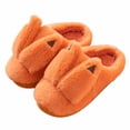 thumbnail image 1 of Otqutp Unisex Kids Round Toe Slippers Children's Boys Girls Cute Furry Shoes Indoor Home Warm Cotton Slippers House Shoes Bedroom Slipper(Orange,10-10.5Years), 1 of 3