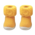 thumbnail image 1 of Otqutp Unisex Kids Round Toe Slippers Socks Slipper Baby Girls Solid Knit Stocking Soft Warm Shoes Toddler Boys Sole Rubber Baby Shoes Anti-slip House Slippers (Yellow,15-18Months), 1 of 7