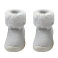 thumbnail image 1 of Otqutp Unisex Kids Round Toe Slippers Socks Slipper Baby Girls Solid Knit Stocking Soft Warm Shoes Toddler Boys Sole Rubber Baby Shoes Anti-slip House Slippers (Gray,3-3.5Years), 1 of 5
