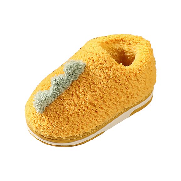 Otqutp Unisex Toddler House Shoes Autumn and Winter Boys and Girls Slippers Flat Bottom Round Toe Soft and Comfortable Warm Solid Color Dinosaur Shape(Yellow,0-1 Years)
