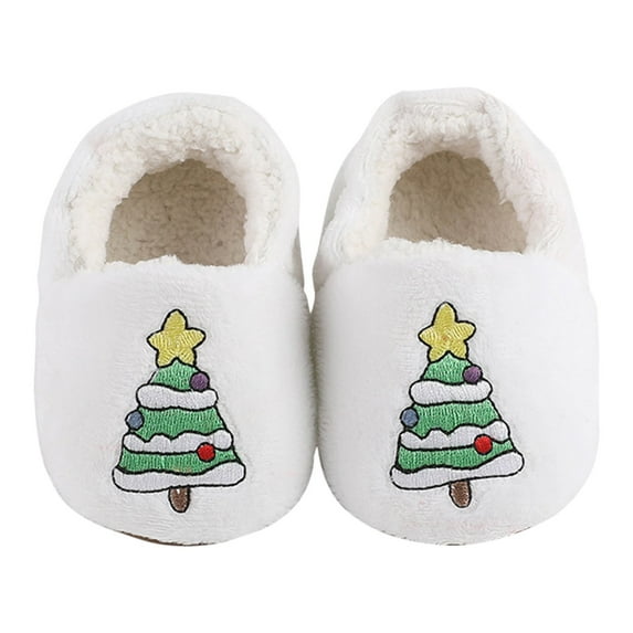 Otqutp Unisex Toddler House Shoes Christmas Booties Soft Baby Santa Winter Warm Slippers Snow Boots Crib Shoes Anti-slip House Slippers (Multi-color,6-9 Months)