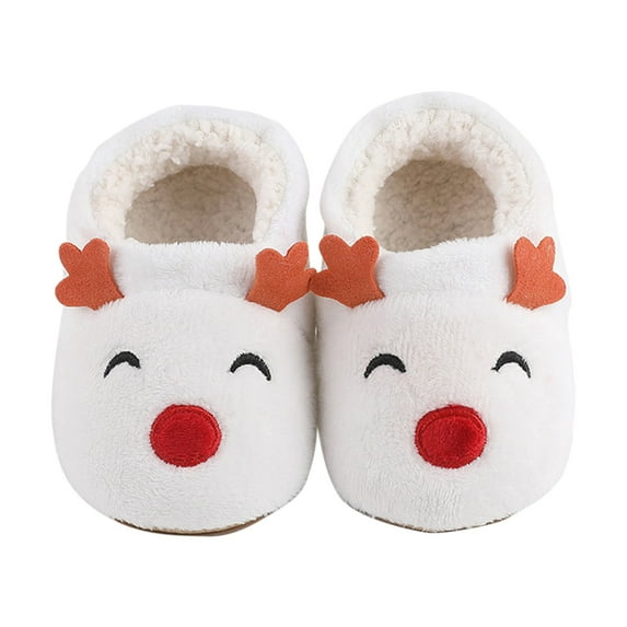 Otqutp Unisex Toddler House Shoes Christmas Booties Soft Baby Santa Winter Warm Slippers Snow Boots Crib Shoes Anti-slip House Slippers (Orange,6-9 Months)