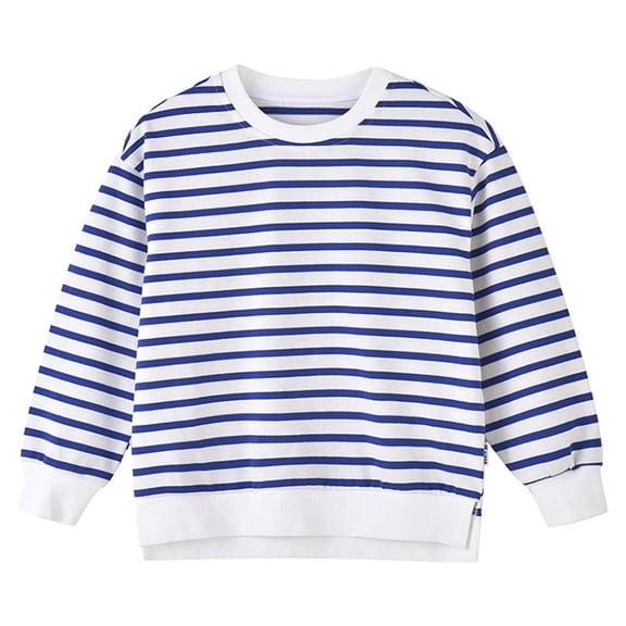 Otqutp Warm Clothes Kids Sweatshirts Soft Cotton Warm Crewneck Fashion Stripes Long Sleeve Pullover Sweatshirts for Boys Girls 1-7 Years Winter Fall Shirt Casual Pullover Sweatshirt(Blue,3-4 Years)