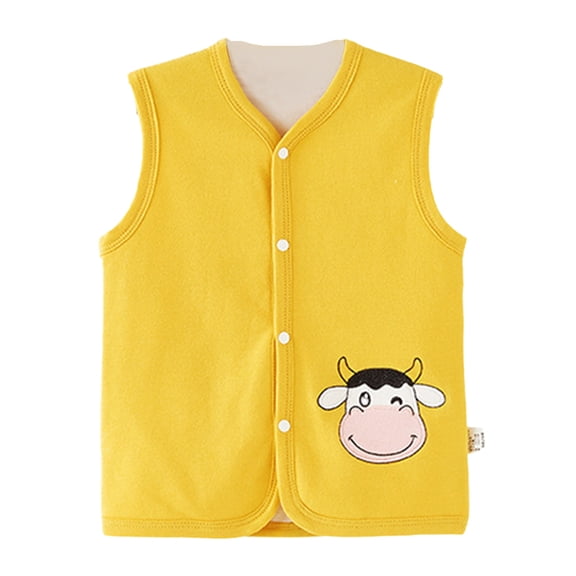 Otqutp Warm Clothes for Toddler Baby Boys Girls Winter Sleeveless Cartoon Coat Outwear Warm Coat Vest Jacket Cow Sheep Cat Rabbit Double Sided Wearing