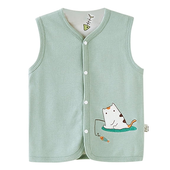 Otqutp Warm Clothes for Toddler Baby Boys Girls Winter Sleeveless Cartoon Coat Outwear Warm Coat Vest Jacket Cow Sheep Cat Rabbit Double Sided Wearing
