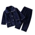 thumbnail image 1 of Otqutp Warm Sleepwear Autumn Winter Solid Color Flannel Sleepwear Set Home Clothes for Boys Girls Thick and Warm Children's Sleepwear with Pocket(a-Navy,6-7 Years), 1 of 3