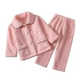 thumbnail image 1 of Otqutp Warm Sleepwear Autumn Winter Solid Color Flannel Sleepwear Set Home Clothes for Boys Girls Thick and Warm Children's Sleepwear with Pocket(a-Pink,18-24 Months), 1 of 3