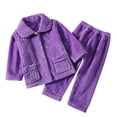 thumbnail image 1 of Otqutp Warm Sleepwear Autumn Winter Solid Color Flannel Sleepwear Set Home Clothes for Boys Girls Thick and Warm Children's Sleepwear with Pocket(a-Purple,6-7 Years), 1 of 3