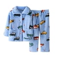 thumbnail image 1 of Otqutp Warm Sleepwear Autumn Winter Solid Color Flannel Sleepwear Set Home Clothes for Boys Girls Thick and Warm Children's Sleepwear with Pocket(b-Blue,5-6 Years), 1 of 4