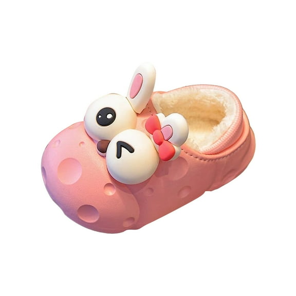Otqutp Waterproof Plush Slippers for Kids, Boys Girls Plus Velvet Winter Warm Cartoon Animal Slippers Cute Fuzzy Cozy Shoes
