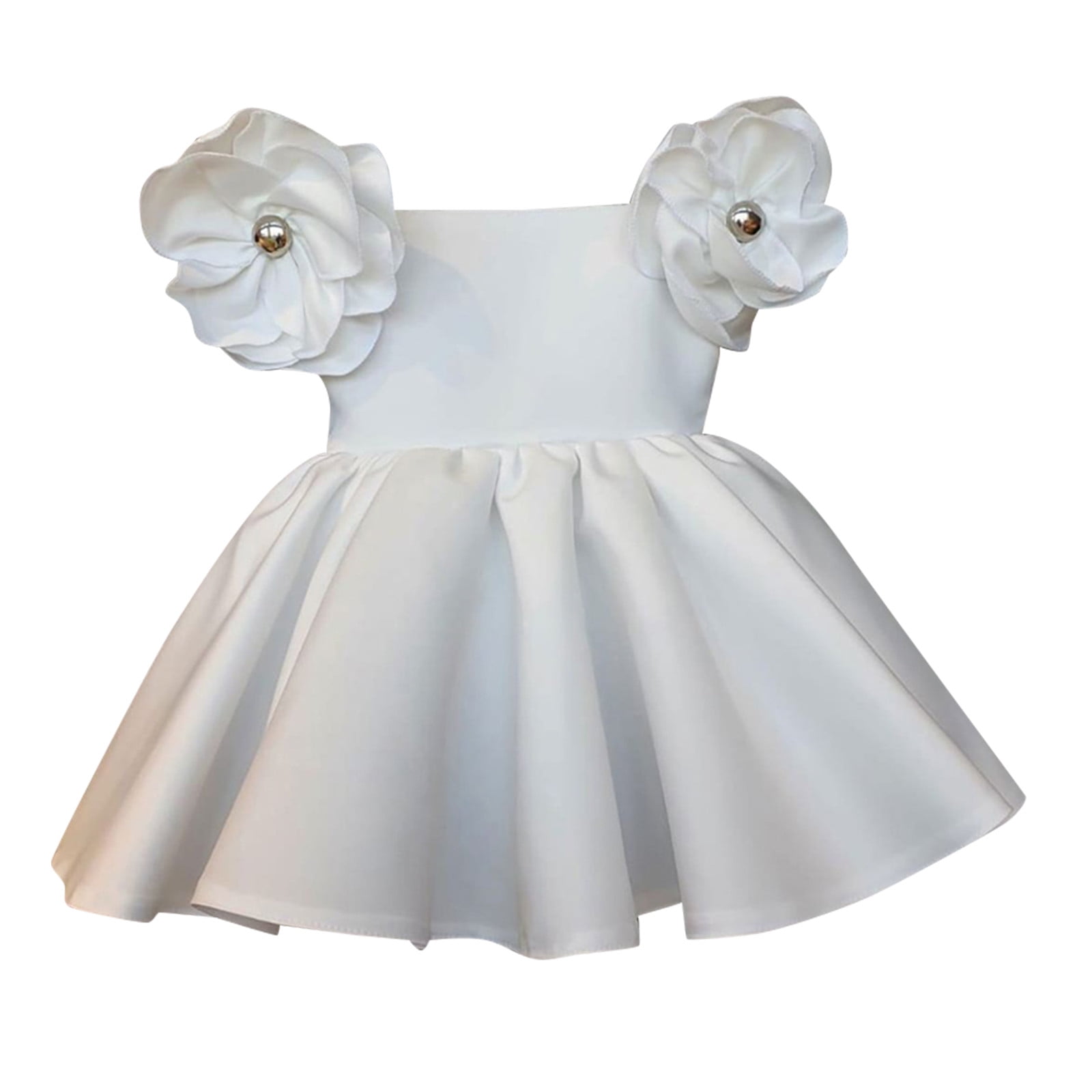 white birthday dress for baby Elegant Girl Satin Flower Girl Toddler First Birthda  marryshe Size Bust Waist cm inch cm inch 0 First Communion Dress Baby Girl