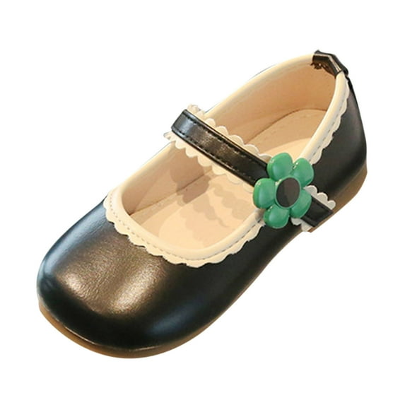 Otqutp Wedding Flower Girls Dance Shoes Fashion Spring Summer Children Casual Shoes Girl Dress Shoes Flat Sole Light and Comfortable Solid Color Flower Hook Loop