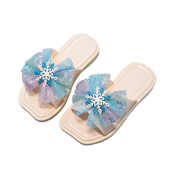 Otqutp Wedding Toddler Girls Shoes Children Shoes Fashion Thick Soled Flip Flops Indoor Soft Soled Slippers Can Be Worn Outside Snowflake Butterfly Beach Flip Flops