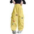 thumbnail image 1 of Otqutp Wide Leg Cargo Pants for Teen Girls Cute 3D Flower Elastic Waist Hiking Jogger Pants Baggy Sweatpants with Pockets, 1 of 5